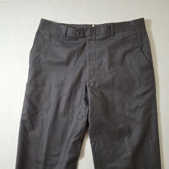 Zignone Dress Pants 35/34 Charcoal Cuffed Wool Cashmere Blend Made in Italy EUC - Picture 2 of 10